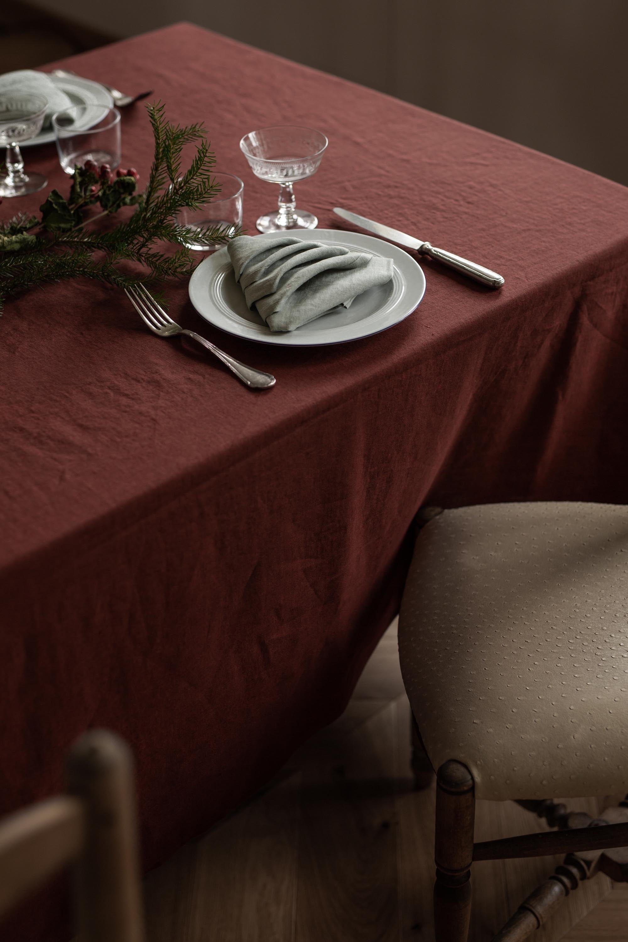 AmourLinen Linen tablecloth 59x98" / 150x250 cm / Terracotta Linen tablecloth - 59x98" / 150x250 cm/ Terracotta Linen tablecloth - 59x98" / 150x250 cm/ Terracotta
