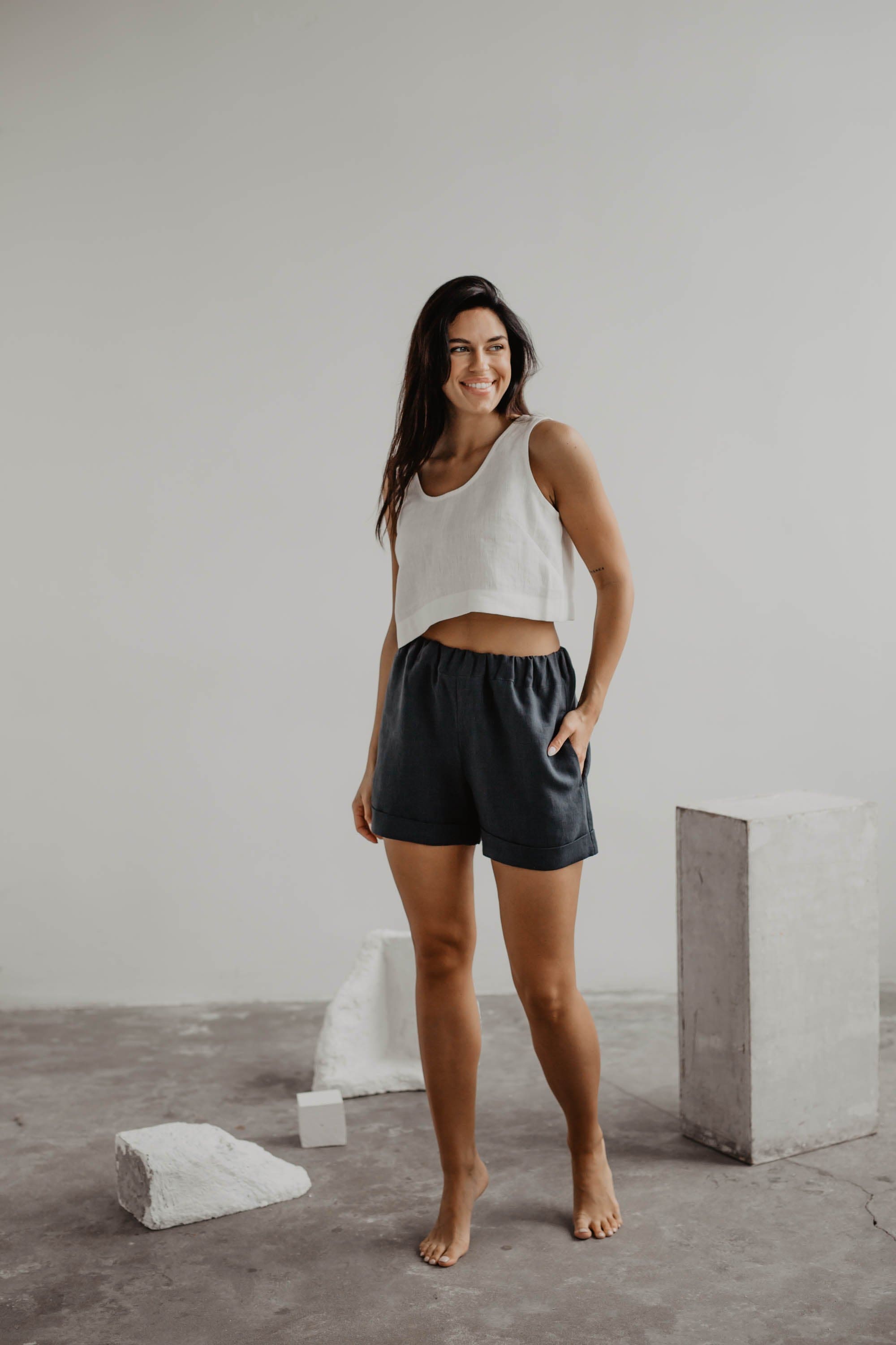 Mini linnen crop top PIPPA | ARCHIEFUITVERKOOP