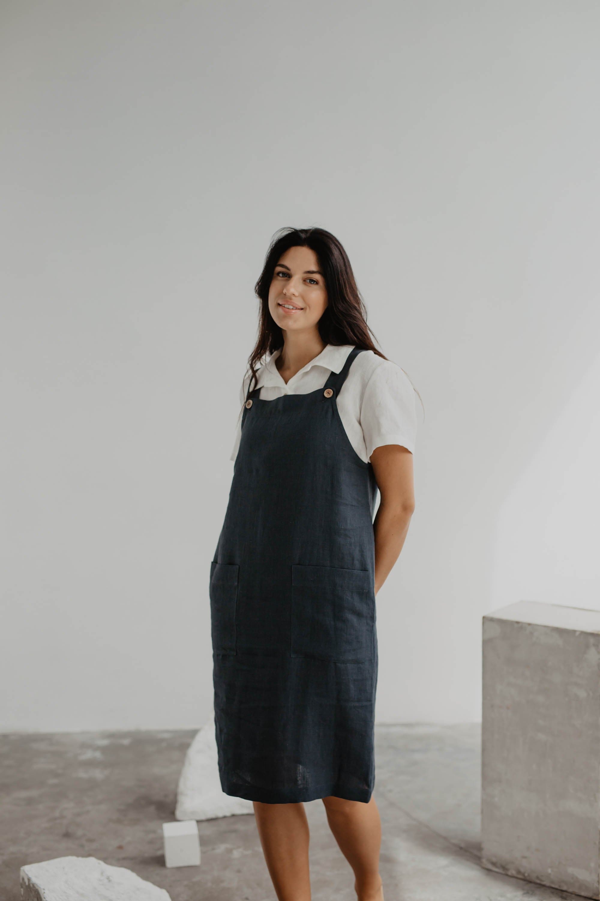 AmourLinen Linen dress Linen apron dress JADE Linen apron dress JADE | AmourLinen | Linen Clothing