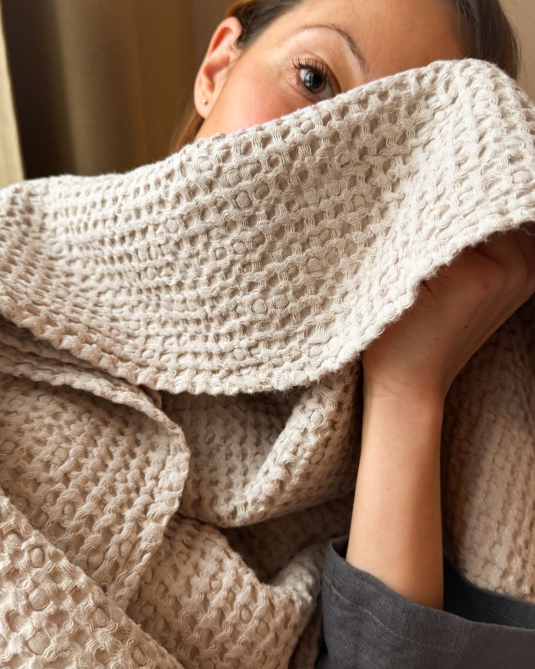 Damesbadjas met wafelstructuur