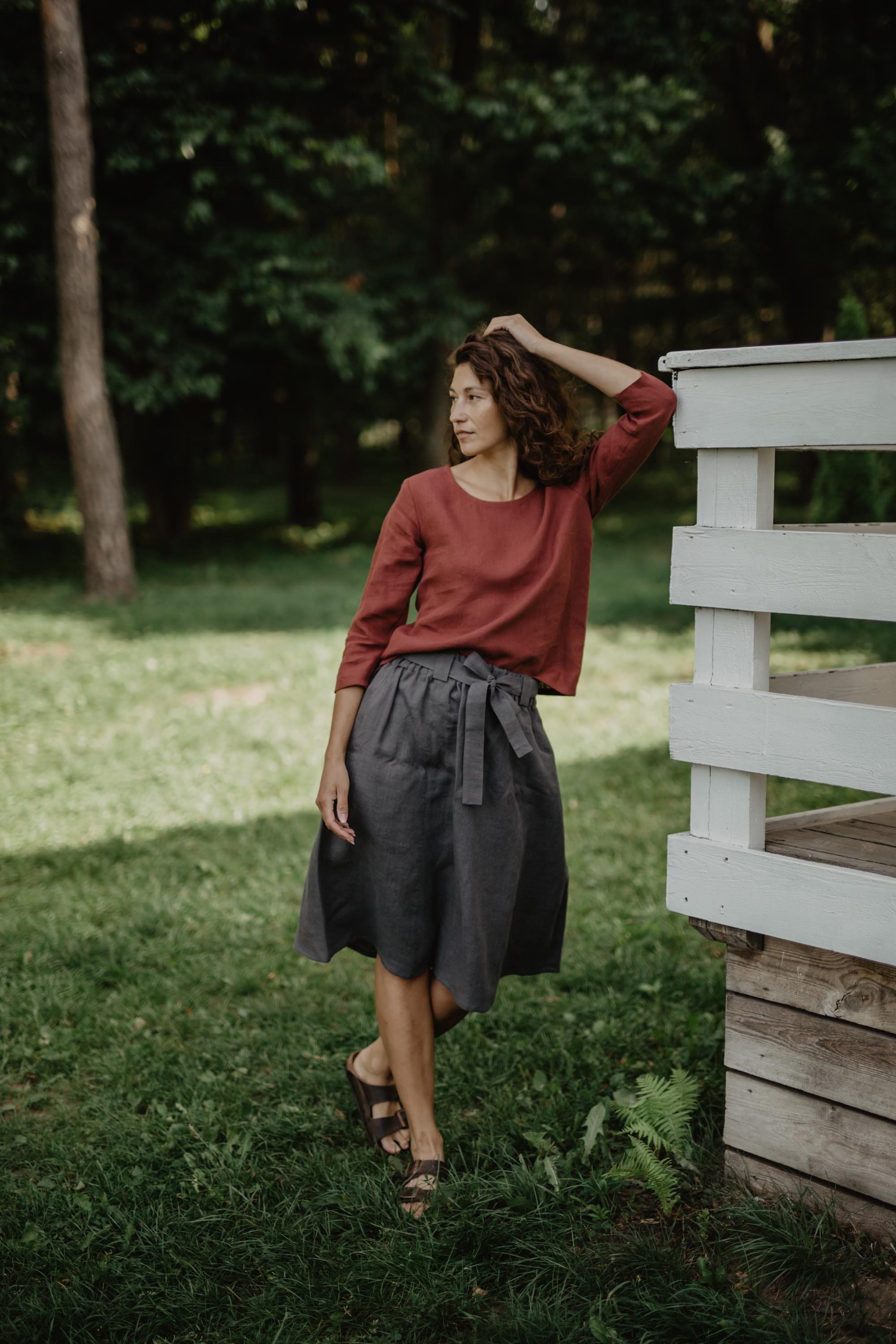 AmourLinen Linen top XS/S / Terracotta Riga linen top 3/4 sleeves XS/S Terracotta Riga linen top 3/4 sleeves XS/S Terracotta