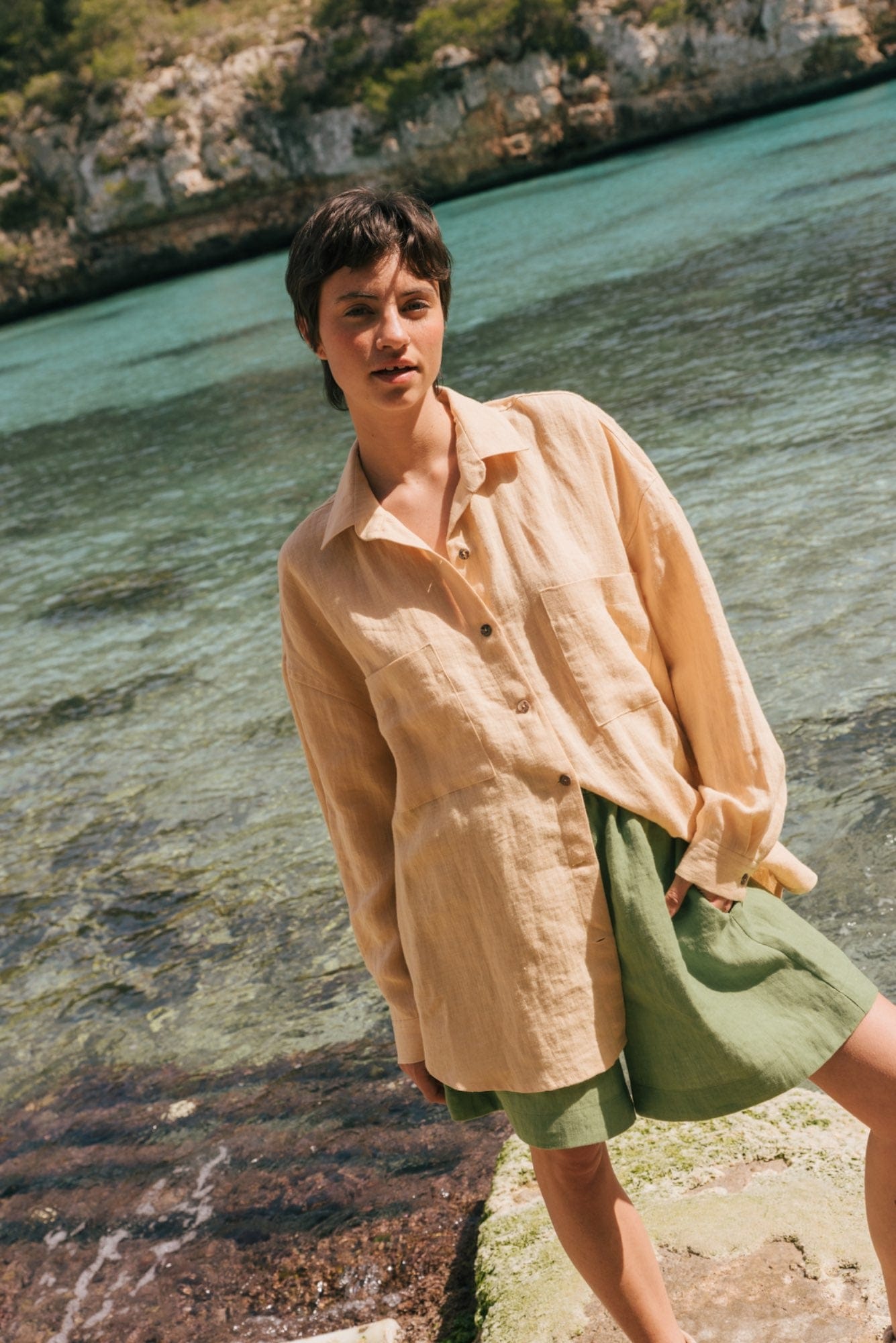 AmourLinen Linen shirt Molly oversized collar linen shirt Molly oversized collar linen shirt