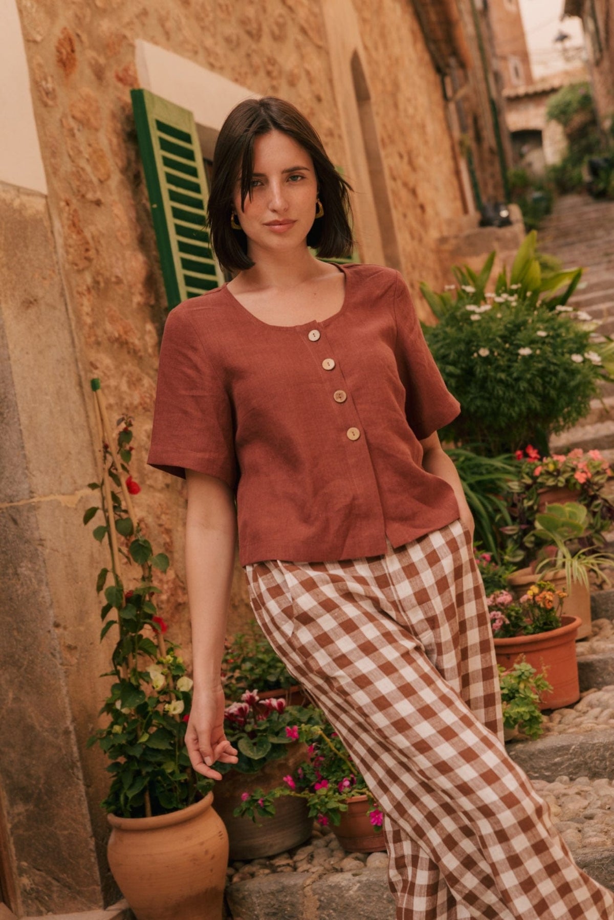 AmourLinen Linen top XL / Terracotta Maeve button linen top XL Terracotta Maeve button linen top XL Terracotta