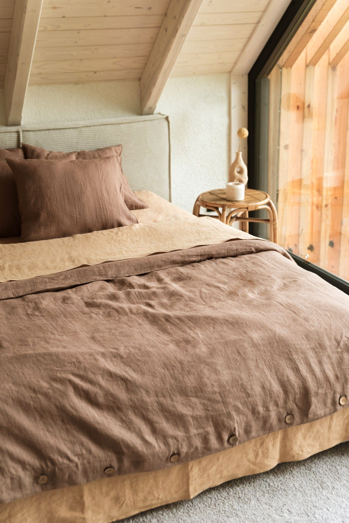 AmourLinen Linen bedding set UK King / Rosy Brown Linen duvet cover in Rosy Brown / UK King Linen duvet cover in Rosy Brown / UK King