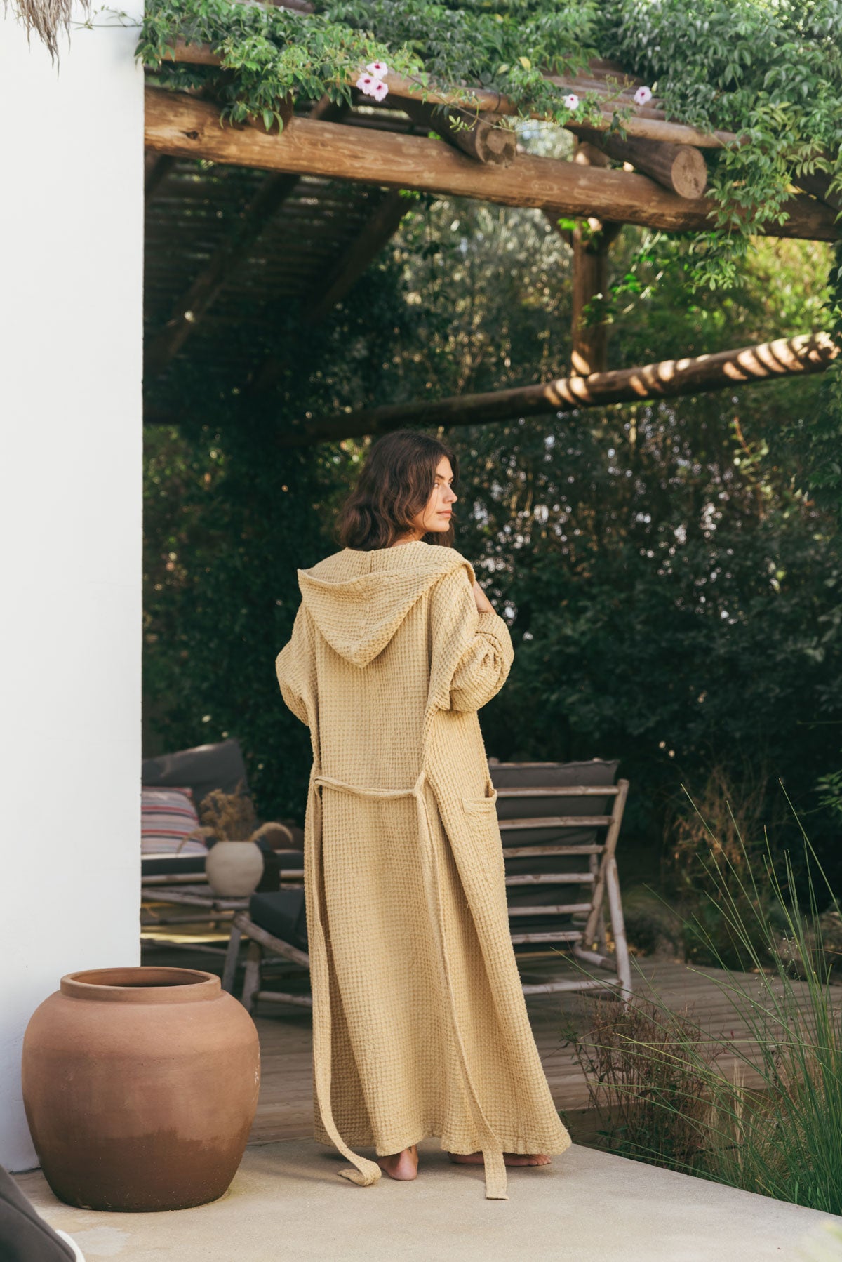 Damesbadjas met wafelstructuur