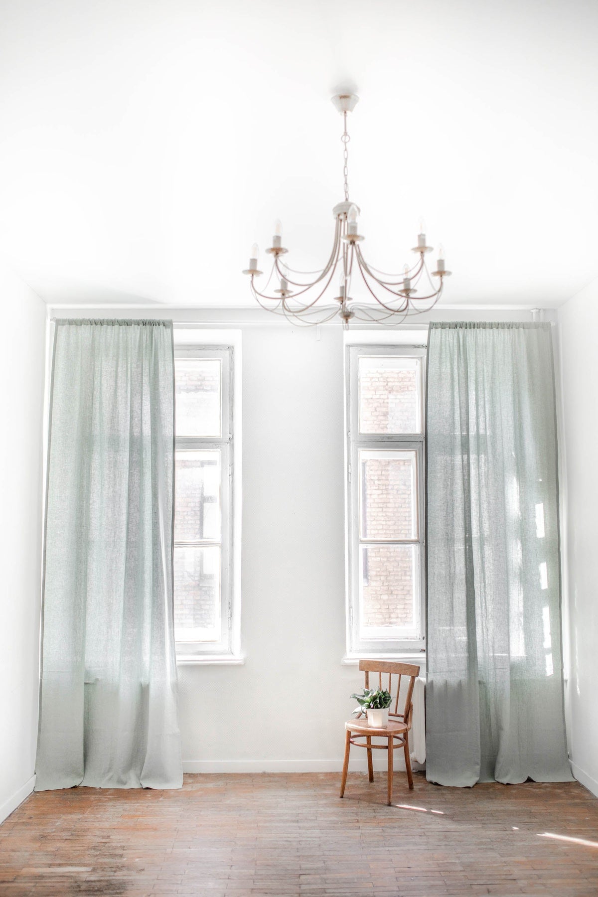 AmourLinen Linen curtains 53x108" / 135x275cm / Sage Green Rod pocket linen curtain - 53x108" / 135x275cm / Sage Green Rod pocket linen curtain - 53x108" / 135x275cm / Sage Green